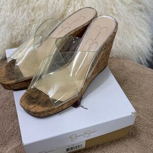 Jessica Simpson Transparent Wedge Sandals